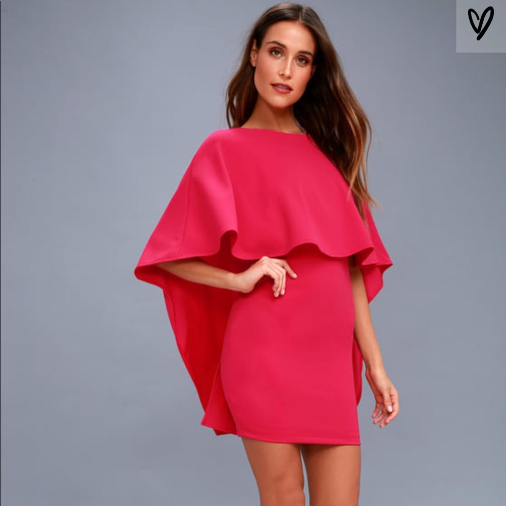 Fuchsia backless cape dress